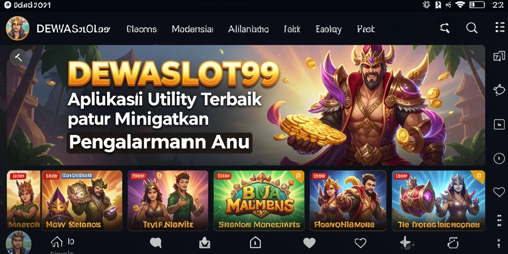 Tampilan utama DEWASLOT99 dengan fitur-fitur utility yang menarik.