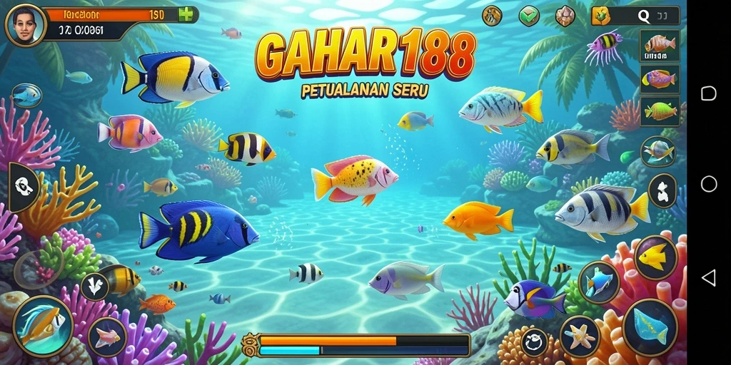 Gameplay GAHAR188 menampilkan aksi menembak ikan yang seru dan penuh warna.
