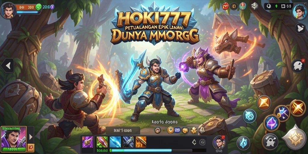 Screenshot utama HOKI777 menampilkan aksi seru dalam gameplay MMORPG.