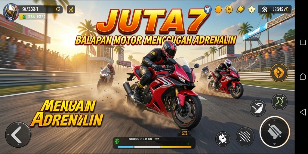 Tampilan menarik dari gameplay balapan motor di JUTA7.