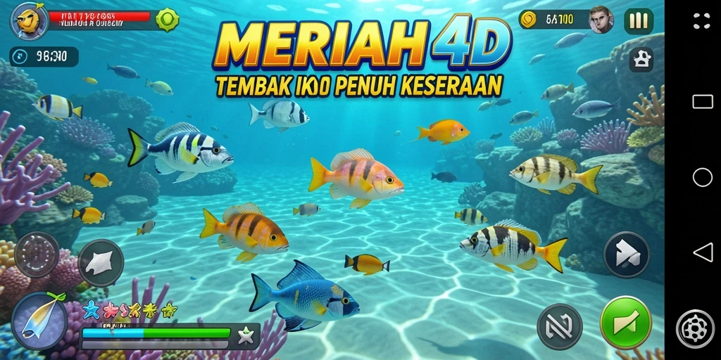 Tampilan gameplay <strong>MERIAH4D</strong> dengan aksi menembak ikan yang seru dan mengasyikkan.