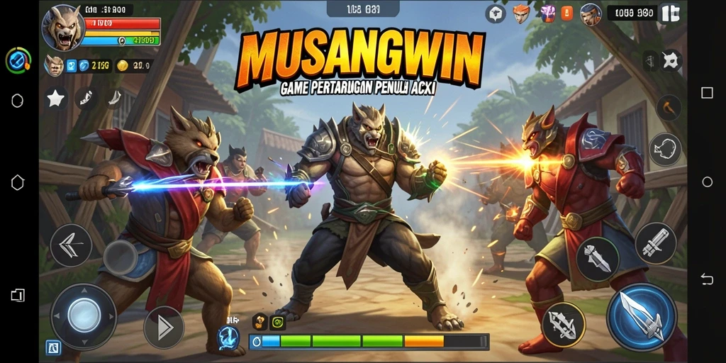 Tampilan aksi pertarungan yang mendebarkan dalam MUSANGWIN.