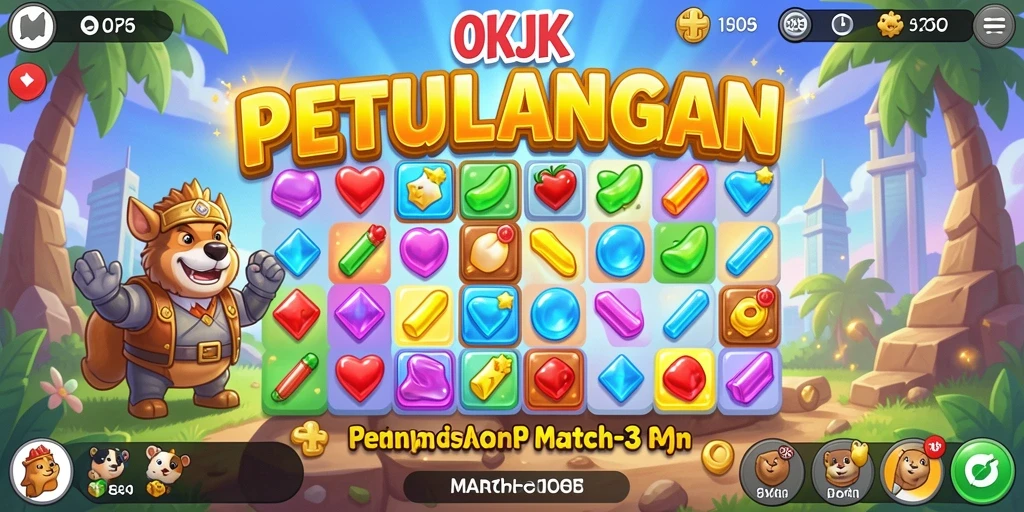 Screenshot menunjukkan gameplay seru dalam permainan Match-3.