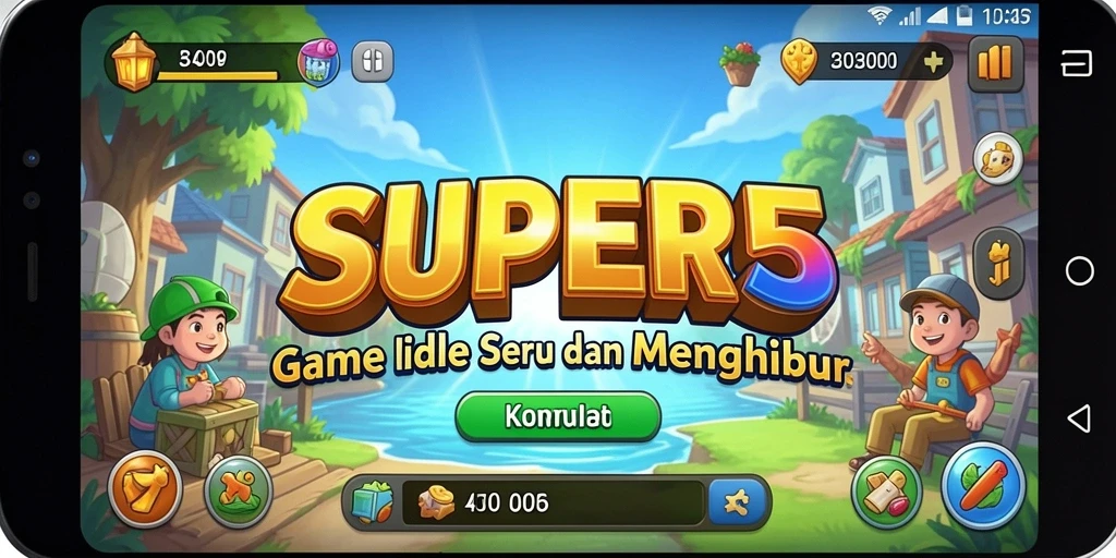 Tampilan gameplay <strong>SUPER5</strong> dengan aksi idle yang menarik.